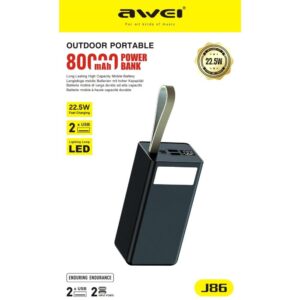 Зовнішній акумулятор Power Bank Awei J86 80000mAh