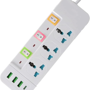 Мережевий фільтр живлення подовжувач 3 розетки +3USB +Type-C Port з вимикачами 2 м