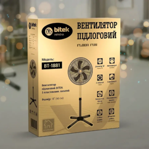 Вентилятор підлоговий BITEK 18" (46см) 120Вт 5 пласт. лоп. BT-1881