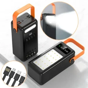 Power Bank AND YM-638 CX на сонячній батареї 100000 mAh з USB і вбудованими кабелями